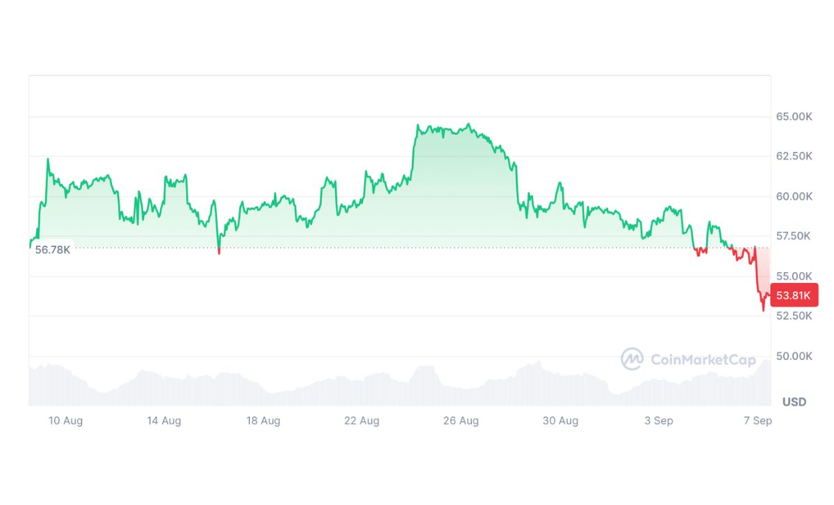 Bitcoin đã giảm 5,75% trong 30 ngày qua