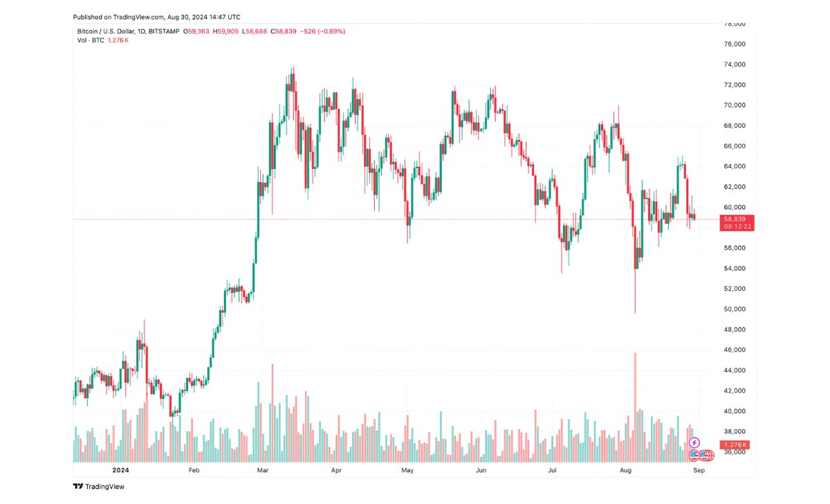 Biến động giá Bitcoin trên biểu đồ hàng ngày | Nguồn: BTCUSD trên TradingView.com