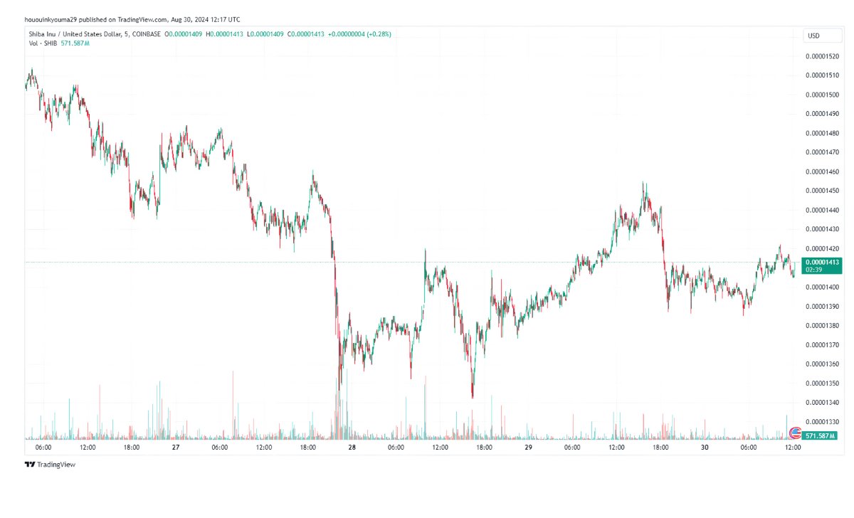 Có vẻ như giá của đồng tiền này đã giảm trong vài ngày qua | Nguồn: SHIBUSD trên TradingView